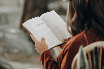 Someone sat with a Bible in their hands studying the Bible