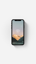 Smartphone with a mountainous landscape wallpaper on a white background Bible Verse Wallpaper by Stay Lit Apparel