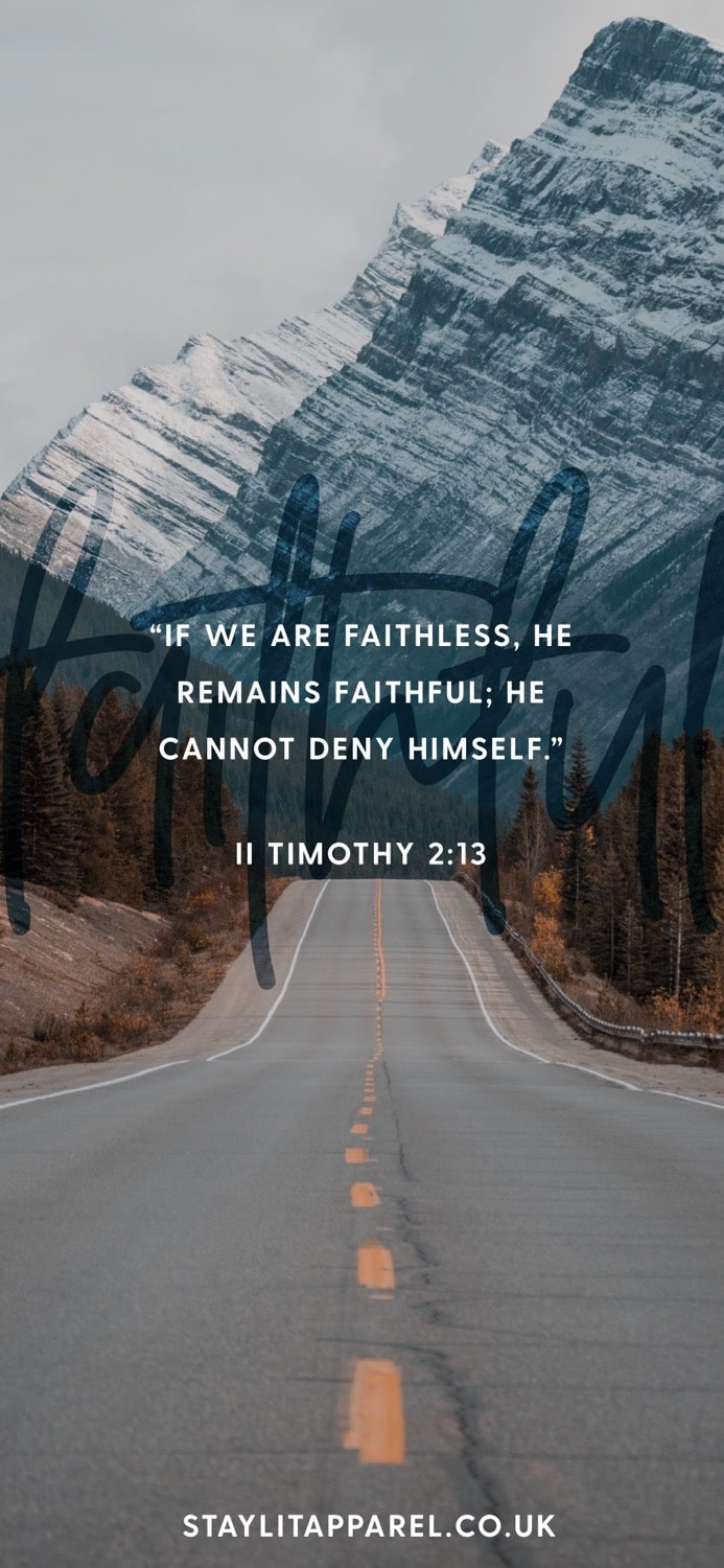 Road leading to mountains with a biblical quote overlay