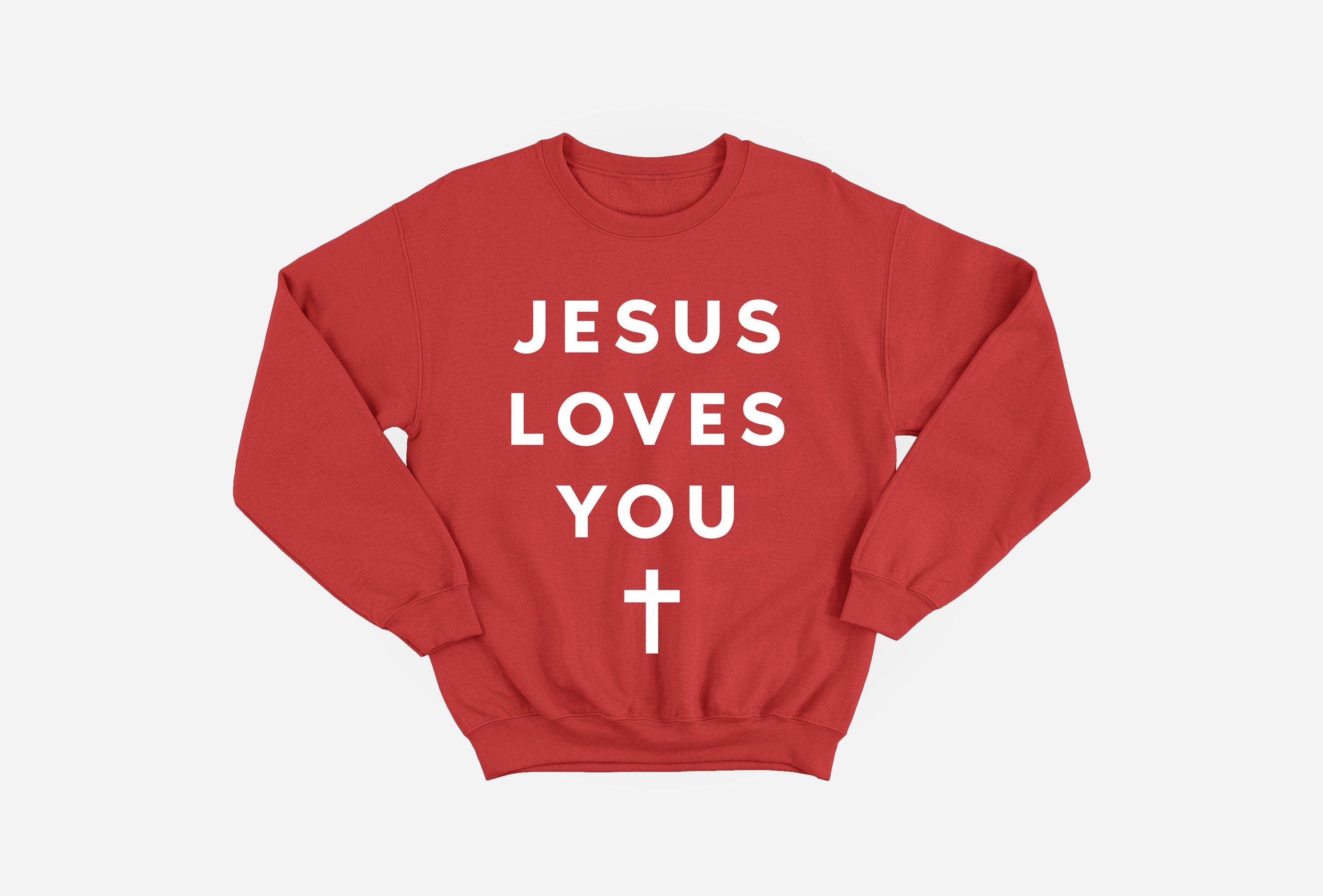 Jesus Loves You Red Sweatshirt (XL) image 0