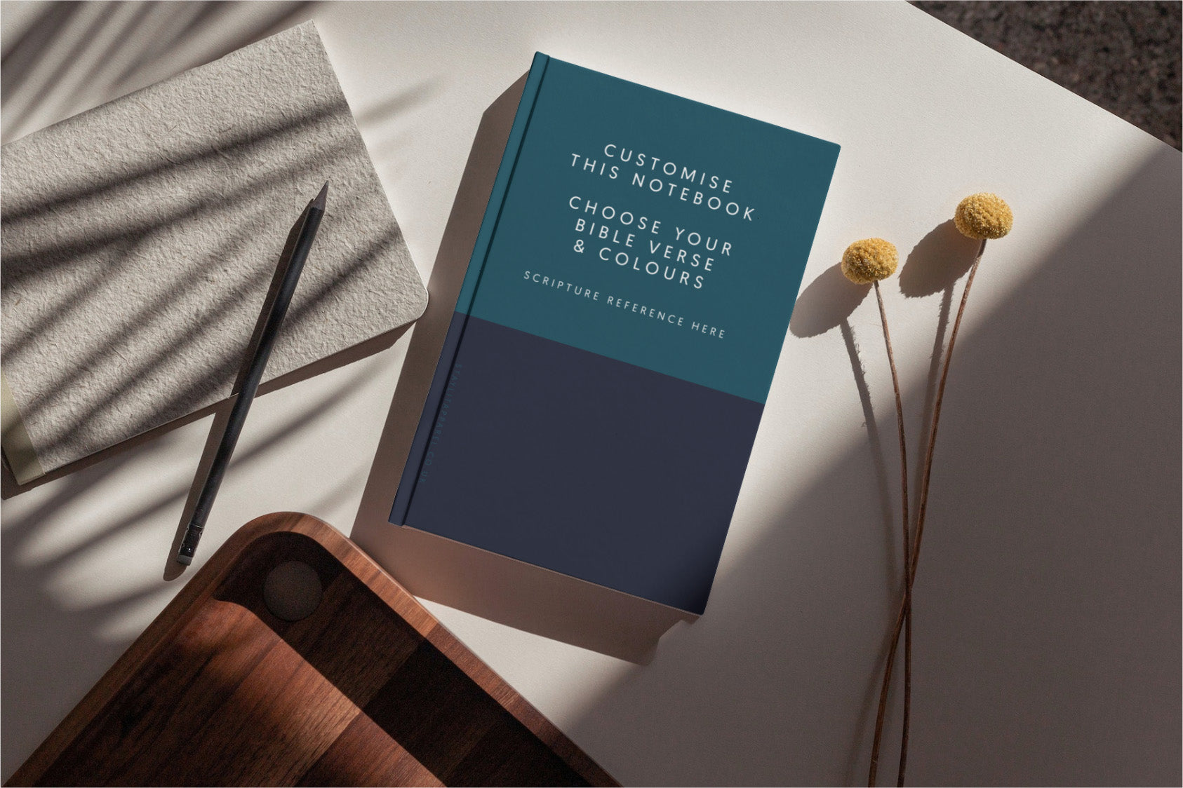 Two Toned Personalised Christian Notebook Teal image 1