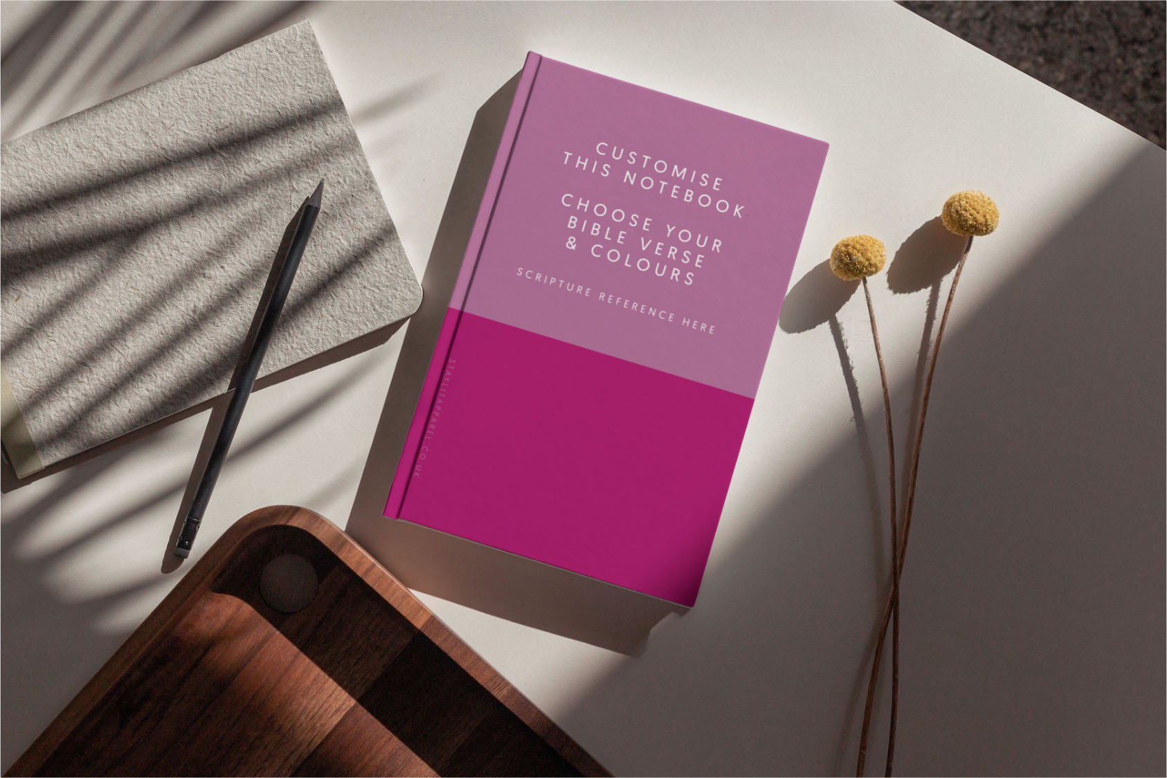 Two Toned Personalised Christian Notebook Pink image 1