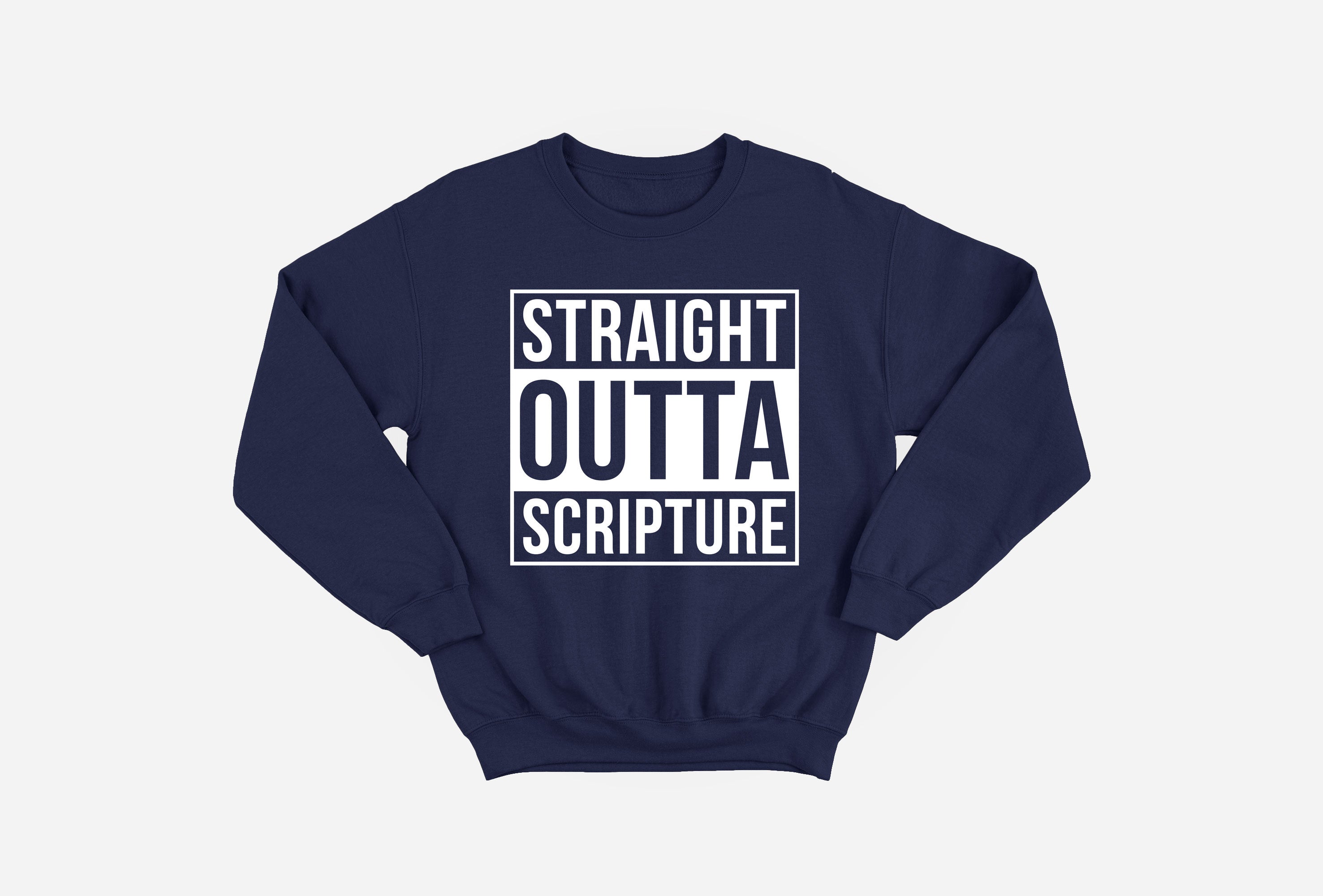 Navy Straight Outta Scripture Sweatshirt (Size M) image 0