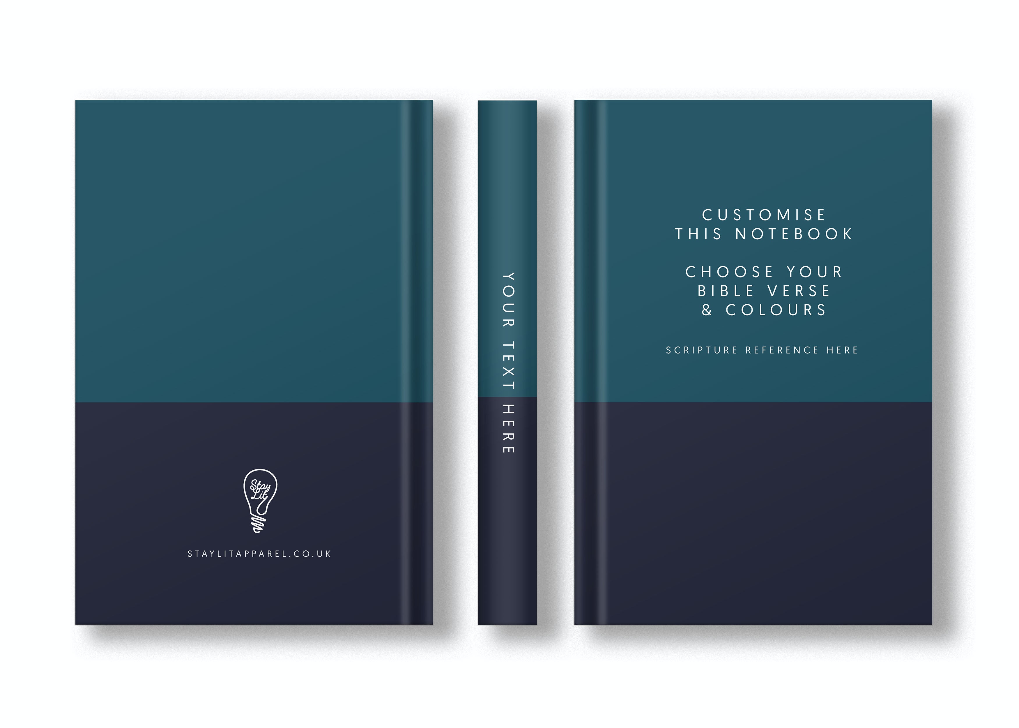 Two Toned Personalised Christian Notebook Teal image 3