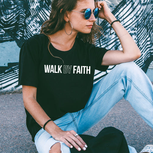 Walk By Faith Oversized Black T-Shirt image 1