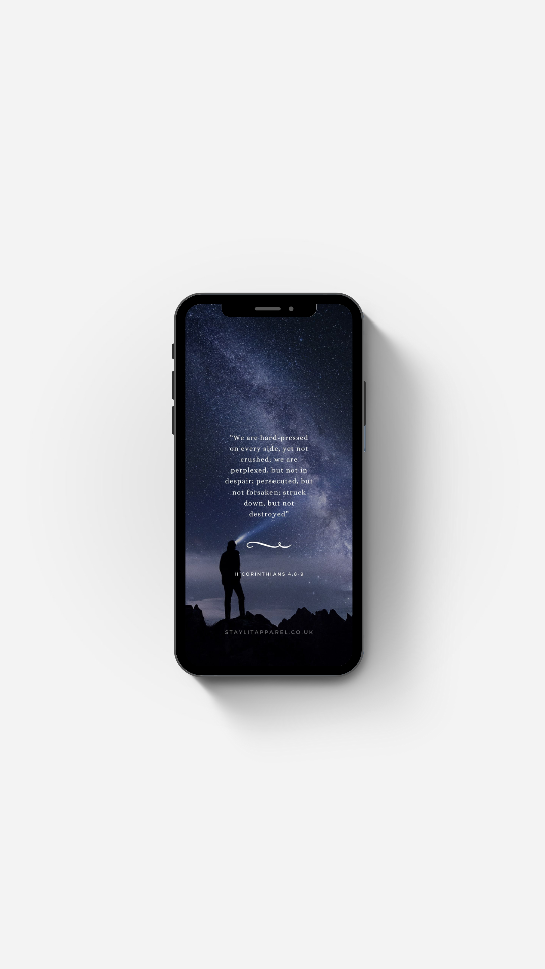 Phone case with a silhouette of a person and a starry night design on a white background Bible Verse Wallpaper by Stay Lit Apparel