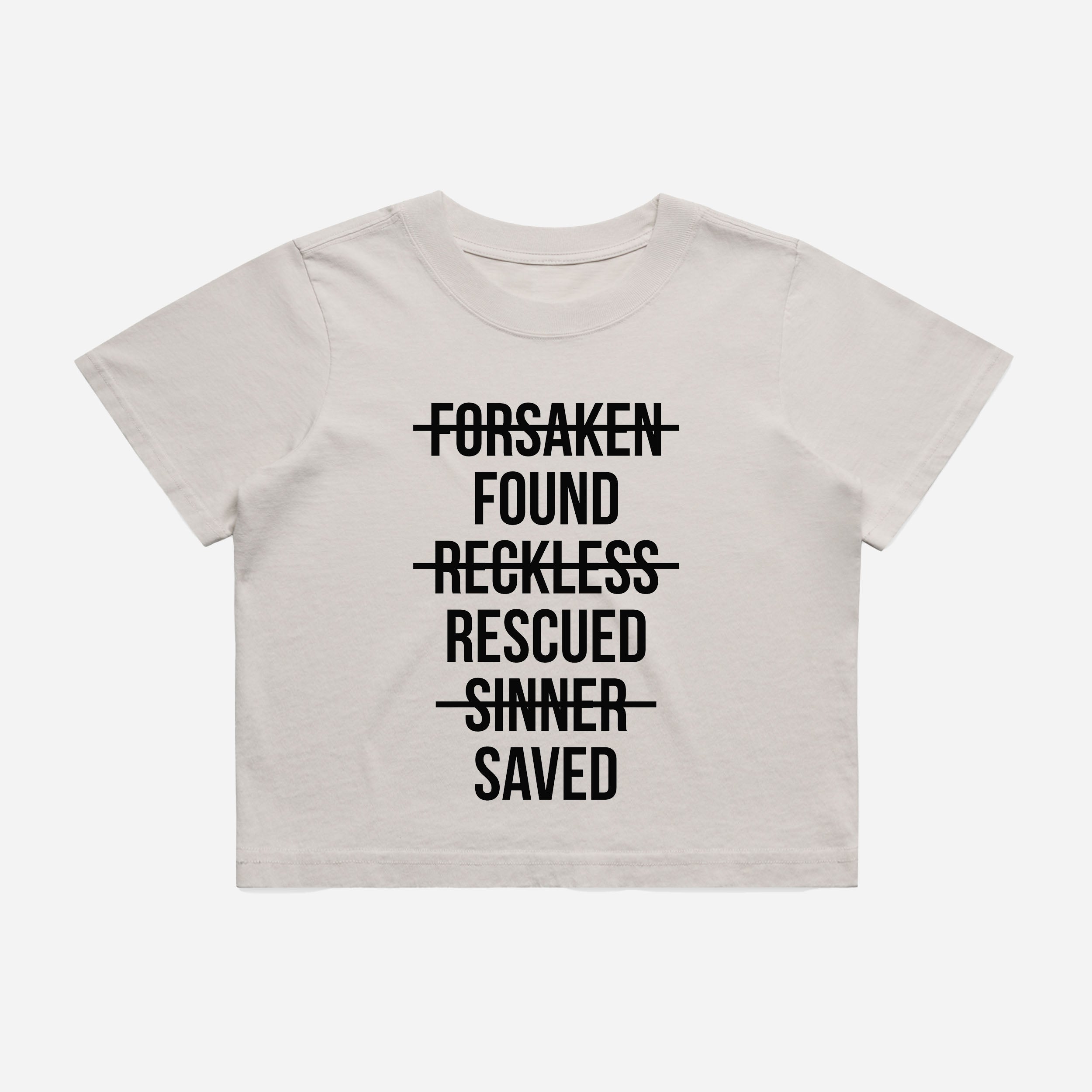 Found Rescued Saved Cropped Tee Beige Stay Lit Apparel