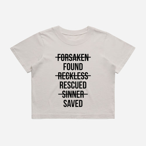Found Rescued Saved Cropped Tee Beige Stay Lit Apparel