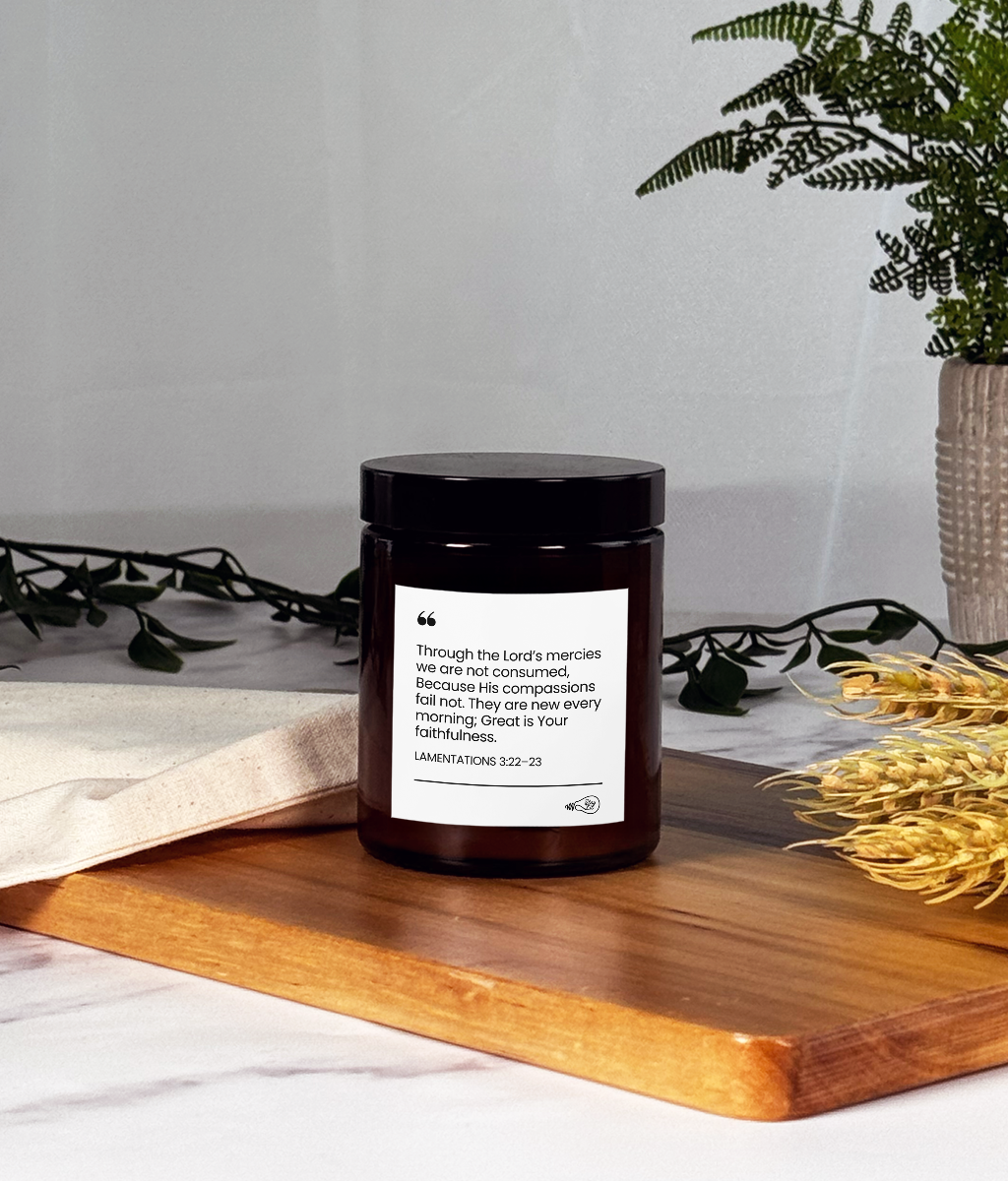 Lamentations 3:22–23 Bible Verse Candle