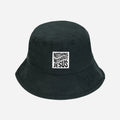 Black bucket hat with 'Nothing Without Jesus' text on a white background