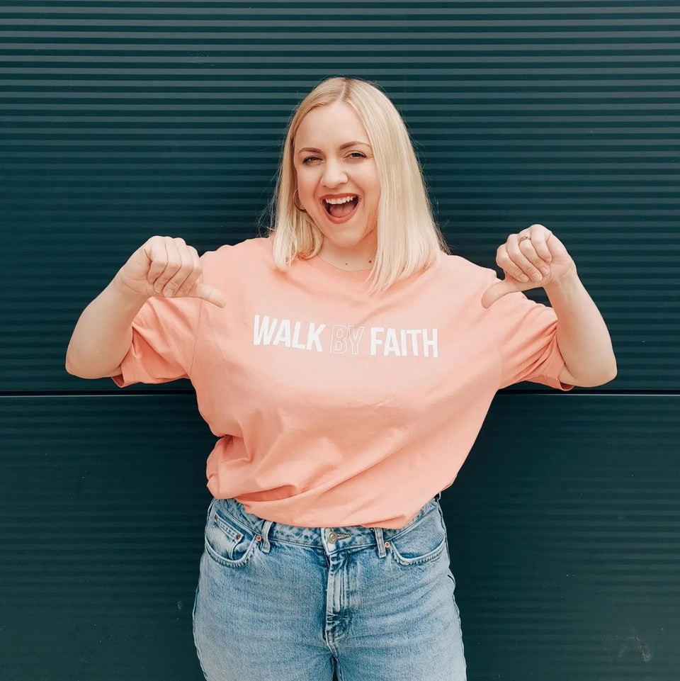 Philippa Hanna Wearing Walk by Faith T-shirt by Stay Lit Apparel