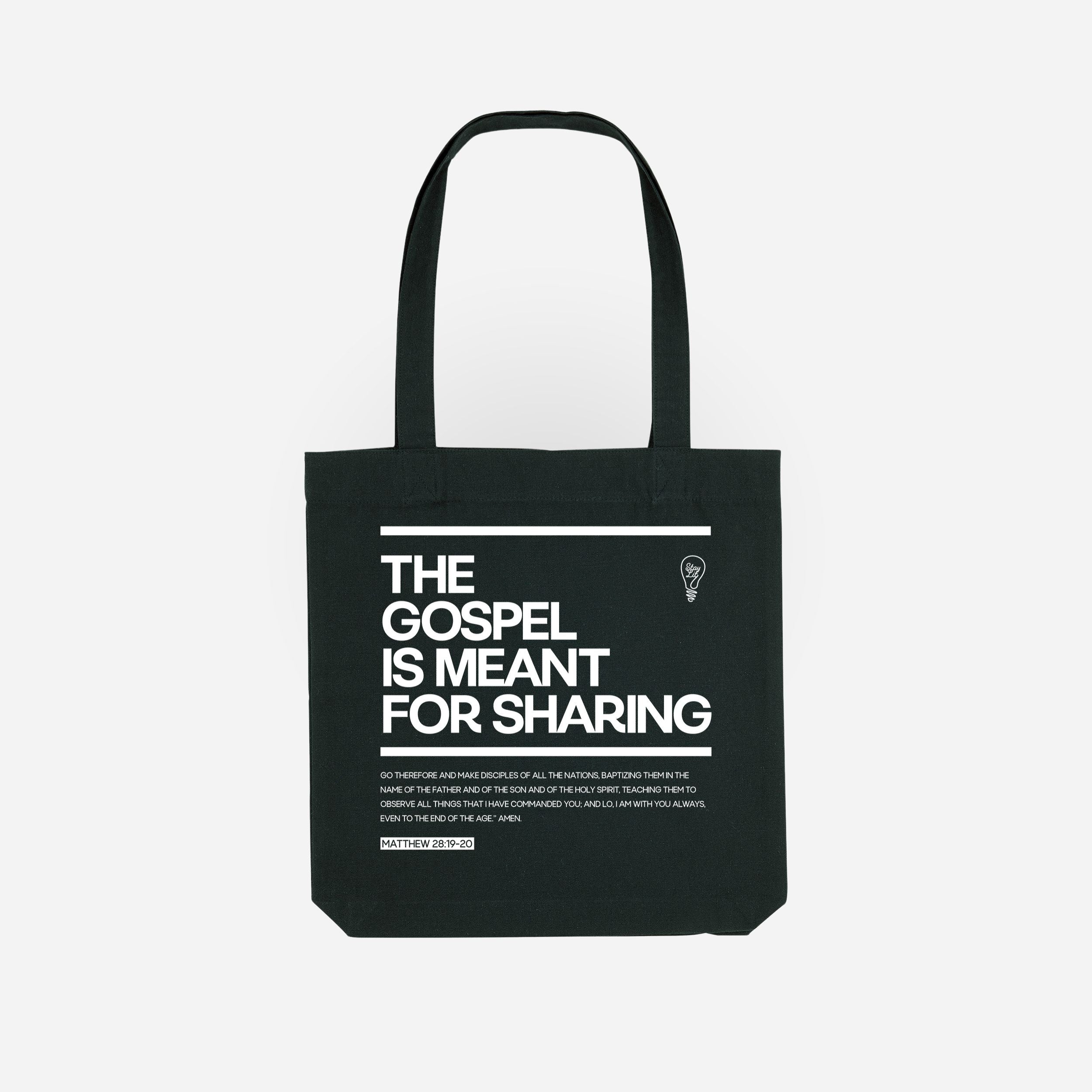 The gospel is meant for sharing tote bag Stay Lit Apparel