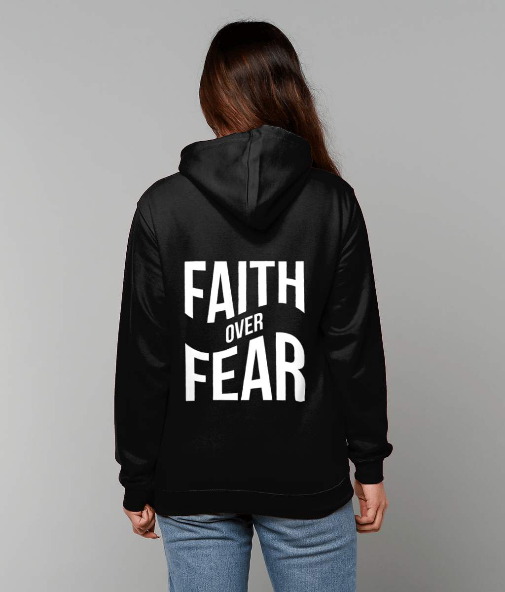 Faith Over Fear Black Pullover Hoodie image 2