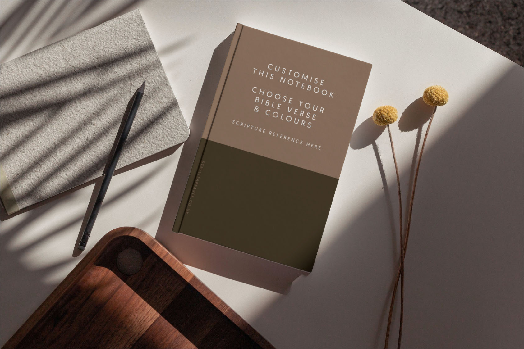 Two Toned Personalised Christian Notebook Chocolate image 1