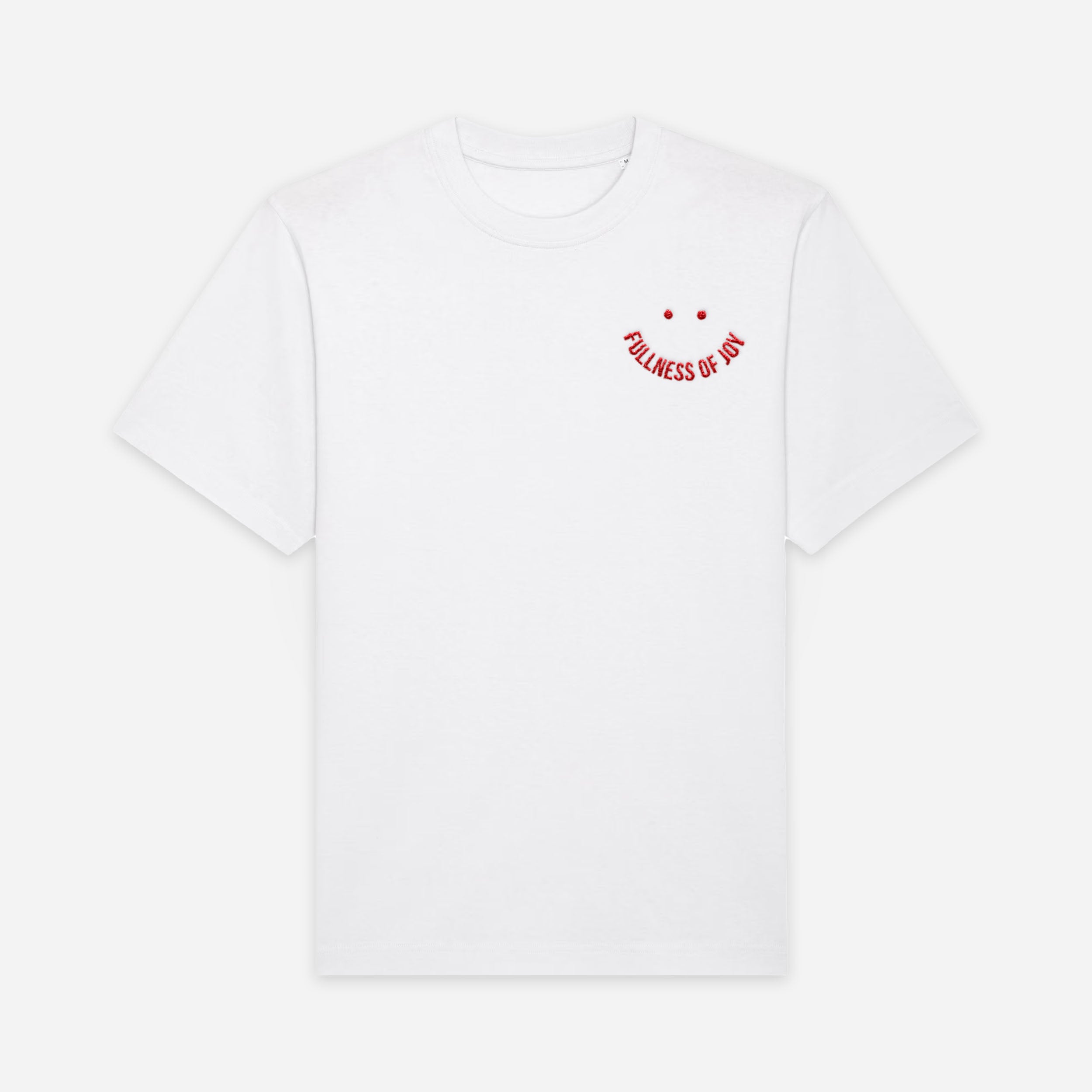 Fullness of joy embroidered white t-shirt stay lit apparel